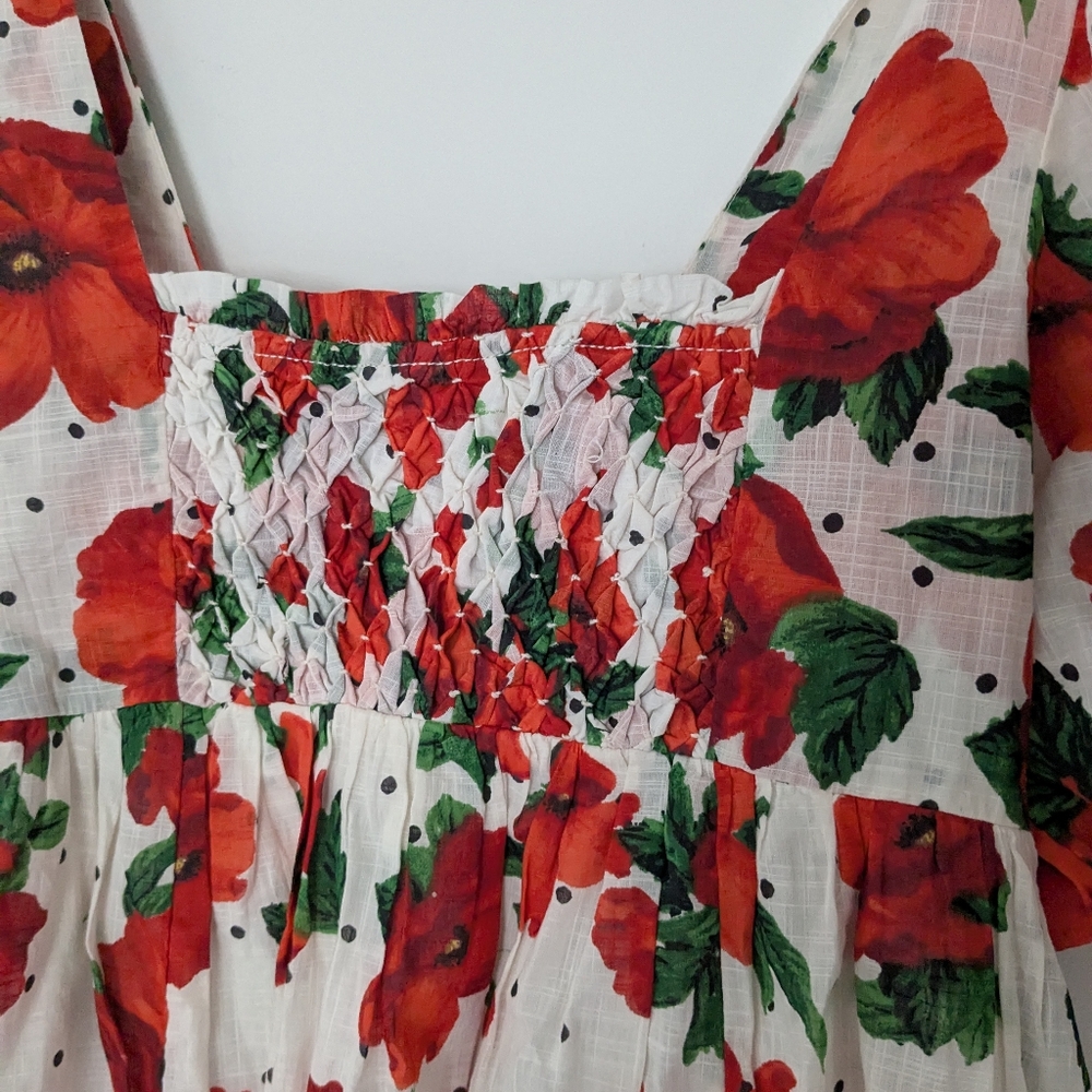 NWT Anthropologie Floral Square Neck Babydoll Dress Puff Sleeve - Picture 5 of 10
